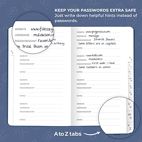 Clever Fox Password Book 2Nd Edition Small – Pocket Password Keeper With Alphabetical Tabs – Internet Address Notebook & Login Details Organizer Journal – 3.5X5.6” (Smoke Blue) #TOP2