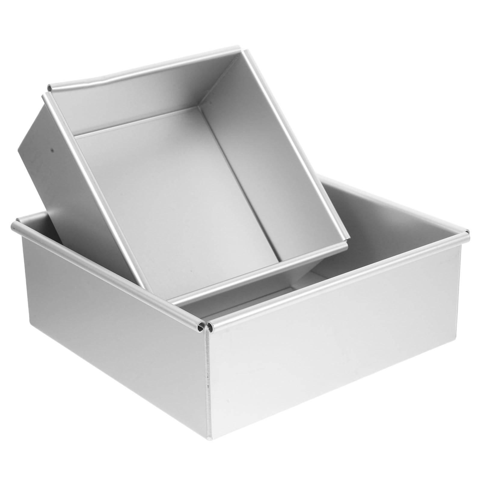 VOSAREA Molde Cuadrado para Pastel 2 Piezas de Aleación de Aluminio | Fondo Extraíble, Color Plata, Uso en Restaurantes y Tiendas de Postres, Diseño Reutilizable para Horneado