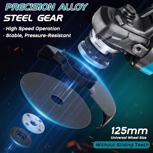 Accu-haakse slijper voor Makita accu 18 V, draadloze slijper met borstelloze motor, schijfbescherming, 125 mm diameter, 3 snelheden, 10.000 tpm voor snijden en slijpen - Afbeelding 5