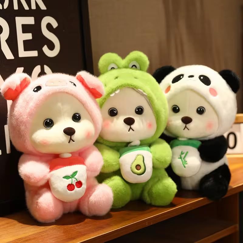 Image of Cute Panda Plush Toy 30 cm - Soft Stuffed Animal Hugging Doll for Kids, Girls & Boys | Adorable Kawaii Panda Bear Plushie for Decor & Gifts (Unicorn Hoodie Bear 30cm)