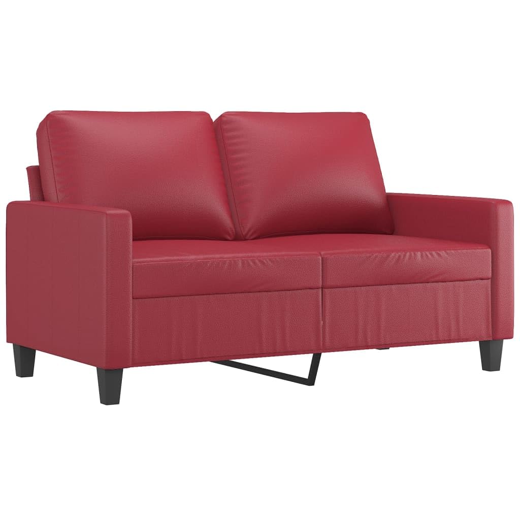 vidaXL Sofá de 2 plazas de Cuero sintético Rojo Vino 120 cm