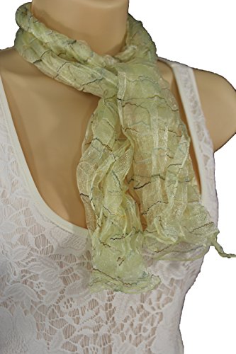 TFJ Women Fashion Neck Scarf Long Sheer Striped Fabric Blue White Black Green Pink4