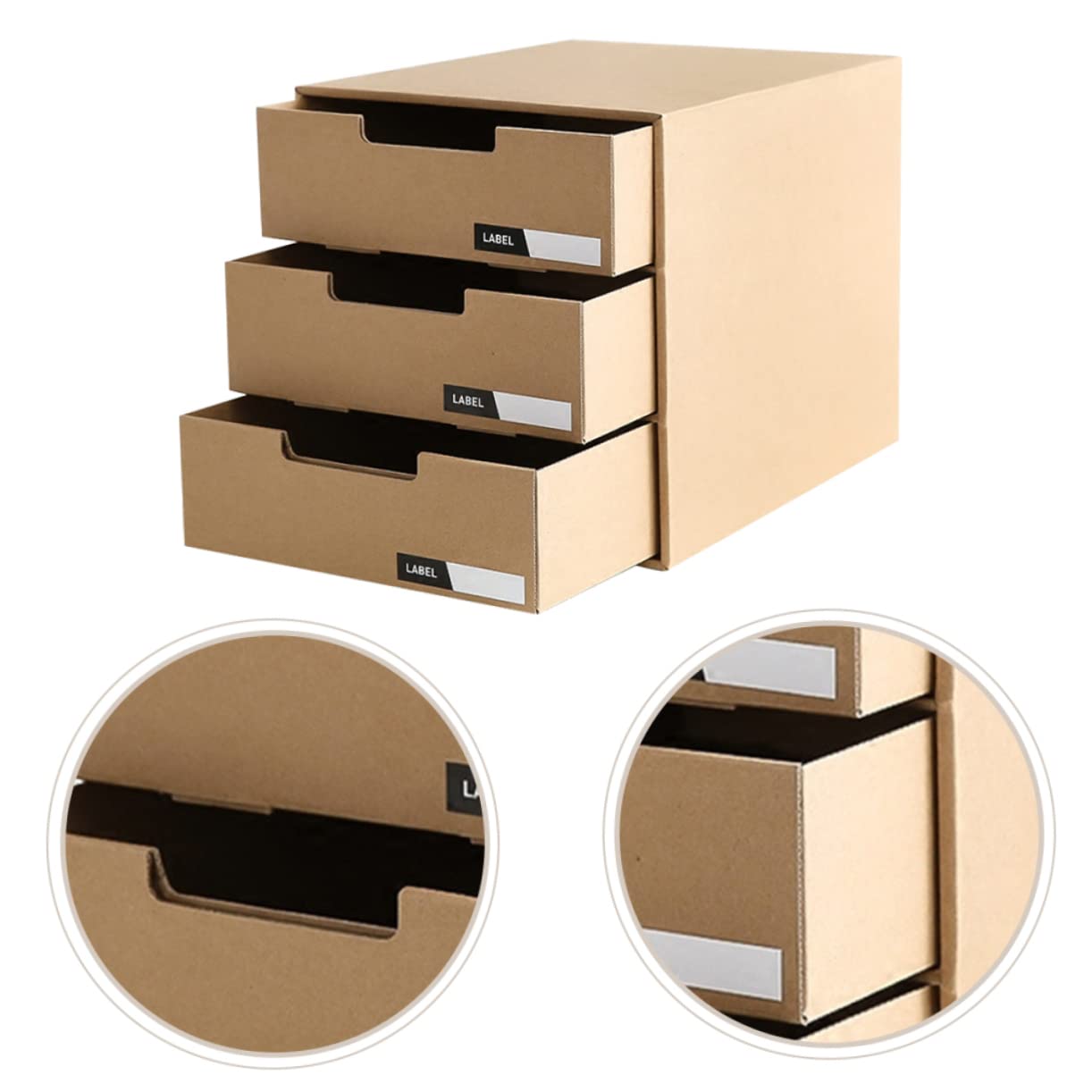 Angoily Organizer da Scrivania in Carta Cassetti Scorrevoli Multipli Beige, Porta Documenti e Cancelleria per Ufficio e Scuola, per Scrivania Desktop