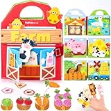 hahaland Busy Board for 1 Year Old - Farm Animals Quiet Busy Book for Toddlers 1-3 - Montessori Toys for 1 Year Old Boy Girl Gifts - Educational Activity Books Felt Learning Board Airplane Travel Toys