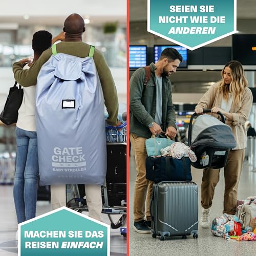 Bramble – Große Kinderwagen-Taschenabdeckung fürs Flugzeug – Kinderwagen- und Buggy-Tasche für Flugreisen – Wasserabweisende Schutztransporttasche für die Buggy-Gate-Kontrolle (Grau)
