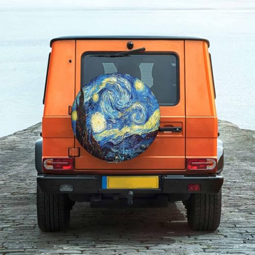Image of Abstract Starry Sky Spare Tire Cover for RV Trailer Horror Halloween Painting at Night Wheel Protectors Weatherproof Polyester Tire Case for All Cars SUV Camper Travel 15 inch