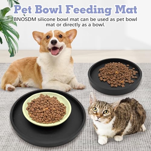 BNOSDM 2 PCS Dog Feeding Mat Black Silicone Pet Food Mats Waterproof for Dog Cat Bowl Placemats Nonslip Cat Food Mat for Small and Medium Cats and Dogs (9.1in) - Thumbnail 7