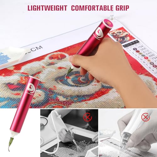 Image of DAFENCHI Cordless Electric Diamond Painting Pen with Light, Electric Diamond Art Painting Pen Vacuum, Automatic Diamond Dot Pen Kit, 2 Replacement Tip, DIY Diamond Art Painting Tool