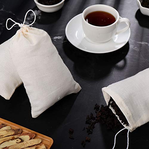 Boao 50 Pieces Cheesecloth Bags For Straining Reusable Empty Tea Bags Soup Bags Spice Bags For Cooking Cold Brew Coffee Bags Muslin Strainer Bags, Beige (4 X 6 Inch) #TOP3