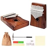 AMKOSKR Kalimba 17 Teclas Thumb Piano de Pulgar, Walnut Finger Piano, Instrumento Musical Portable Marimba con Libro de Instrucciones, Buen Regalo para Principiantes Niños y Adultos(Armrest)