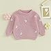 Mubineo Baby Girl Winter Clothes Cute Flower Sweater Crewneck Pullover Long Sleeve Knit Newborn Infant Sweaters (US, Age, 3 Months, 6 Months, Dusty Pink)