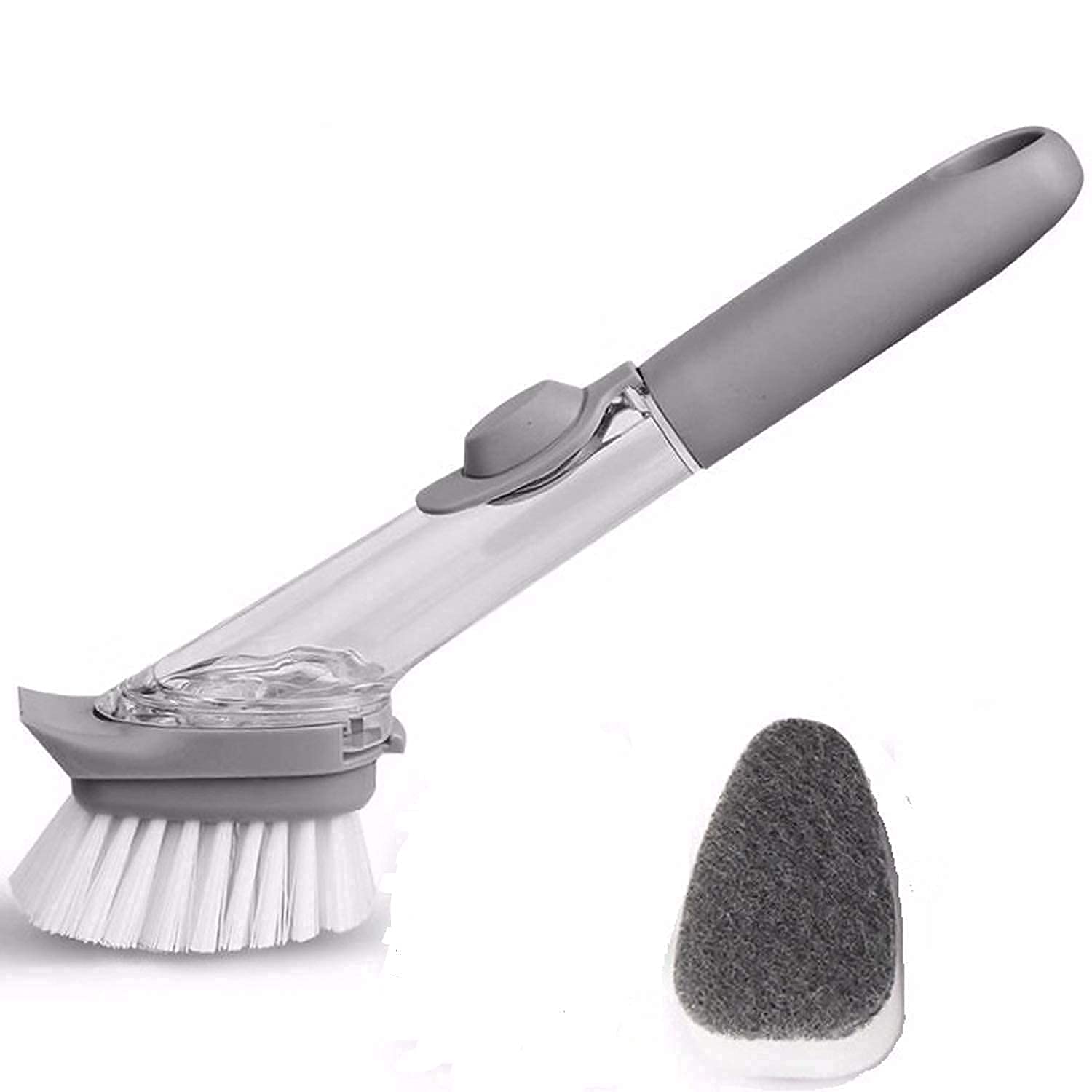 QUALIZA Kitchen Usable Long Handle Sponge with White Wok Brush | Decontamination Cleaning Brush Scrubber Dish Bowl Washing Sponge with Refill (B09N7KJ66G) Amazon Price History, Amazon Price Tracker