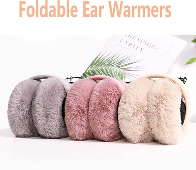 Image of Girl Winter Earmuffs Outdoor Wear Soft Faux Fur Plush Ear Warmer Minnie Design Windproof Woolen Warm Ear Muff Men & Women (Freesize)