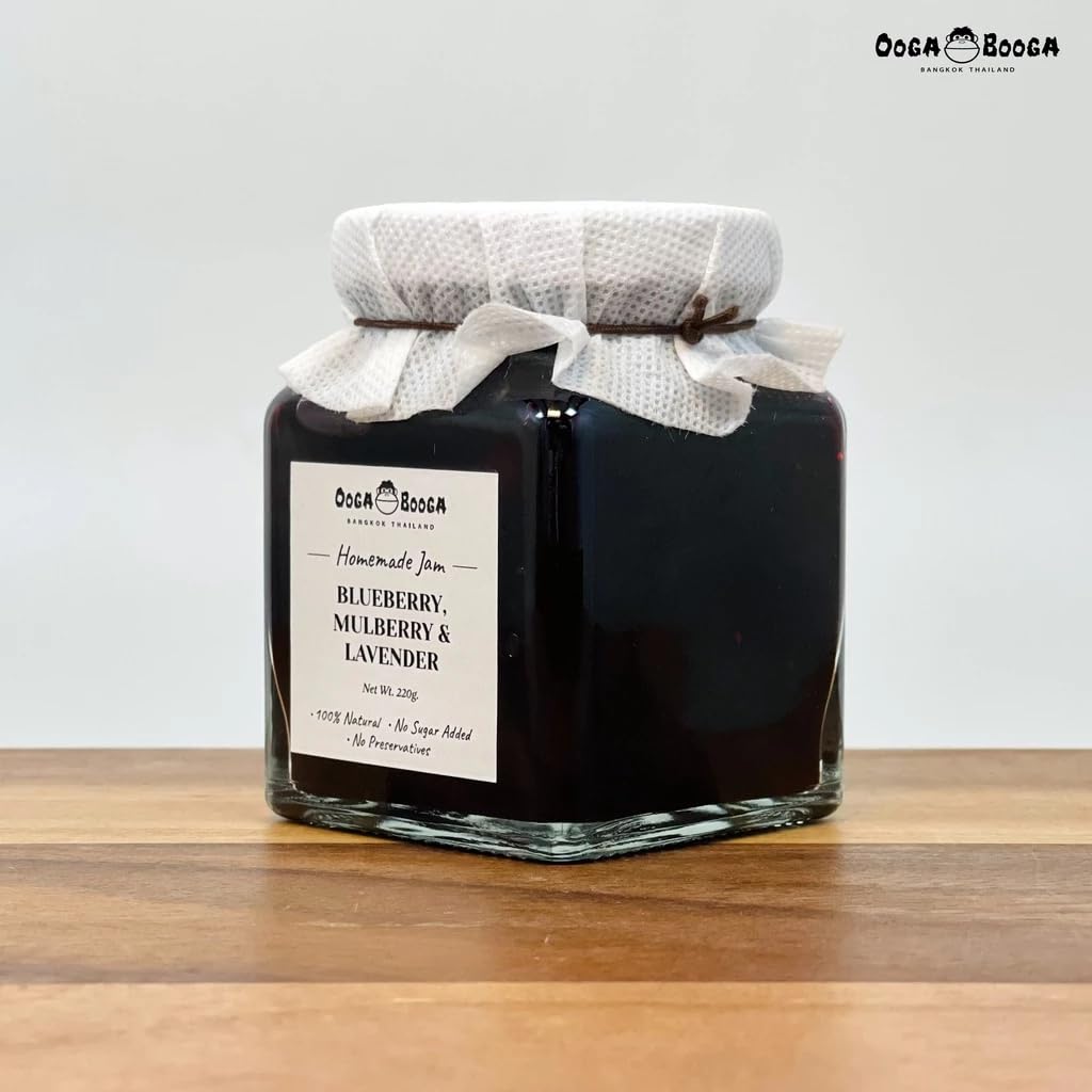 ออก้า Fruit Jam with Stevia, No Sugar Added, Glass Jar - Preservative-Free Fruit Spread for Toast, Desserts, and Refreshing Drinks 220ml (Blueberry Mulberry Lavender) image 2