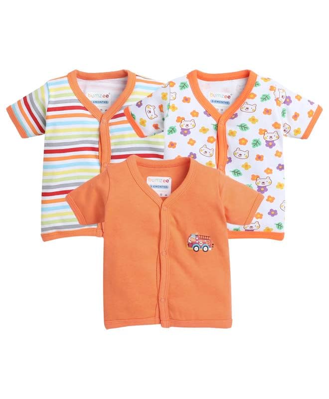 Baby Cotton Front Open Half Sleeves Top Half Sleeve Jhabala,Regular Fit T-Shirt,Multicolor Print Pack of 3-image-42