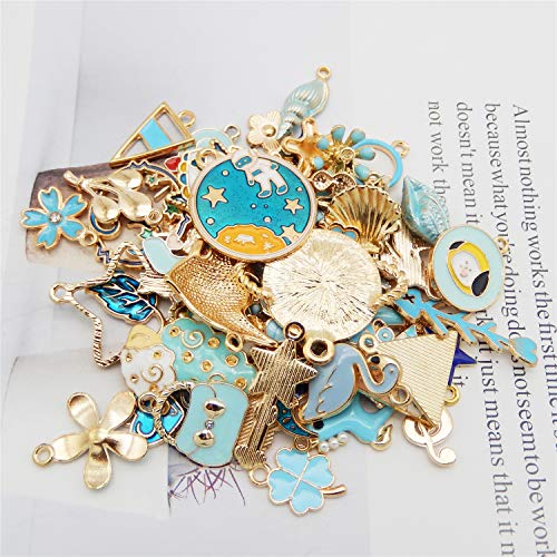 Breloques en émail bleu pour bracelets et cadeaux faits maison