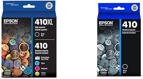 Epson Paquete combinado de cartuchos de tinta Claria Premium 410 (T410XL-BCS + T410020-S) funciona con Expression Premium XP-530, XP-630, XP-640,