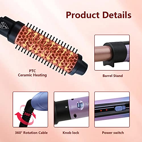 Homfu 6 In 1 Curling Iron Hair Curling Wand Set With Curling Brush And 5 Interchangeable Ceramic Curling Wand(0.35”-1.25”) Tourmaline Hair Curler Instant Heat Up Curling Iron For Long Hair Women #TOP2