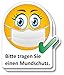 2er Aufkleber-Set I Bitte tragen Sie einen Mundschutz I 10 x 12 cm eckig I Hinweis-Klebeschildchen Nasen-Mund-Schutz benutzen mit Smiley I für Firmen Geschäfte Praxis I dv_827