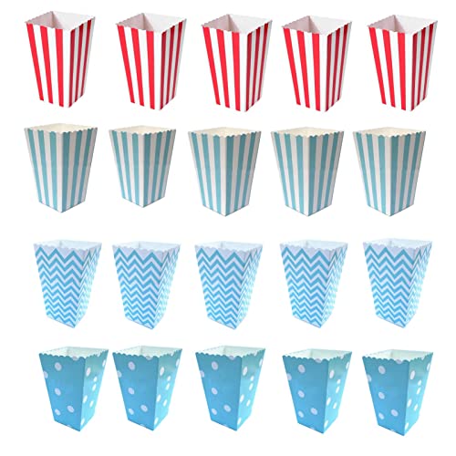 Caihinier pop-corn box, 20pcs pour party, mariage, anniversaire carton candy container boîte cadeau de fête pour party snacks, bonbons, biscuits, pop-corn et cadeaux - rose, bleu Cover
