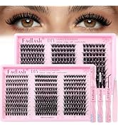 FADLASH Natural Lash Clusters Kit 40D-100D Wispy Eyelash Cluster Kits 8-16mm Individual Lashes D ...