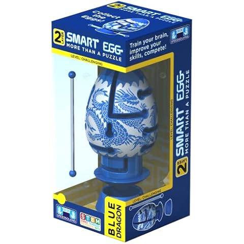 Smart Egg Blue Dragon: 3D Maze Puzzle, Challenging Brain Teaser for Puzzle Lovers (Difficult, Level 1 out of 3, for age 8+) - Challenge and Fun in Solving the Labyrinth inside the Egg Cover
