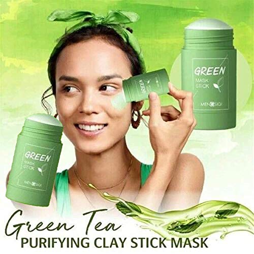 Green Mask Stick, Green Tea Purifying Clay Stick Mask, Moisturizes Oil Control, Deep Cleansing Smearing Clay Mask, Deep Clean Pore, Moisturizing Nourishing Skin, for All Skin Types Men Women