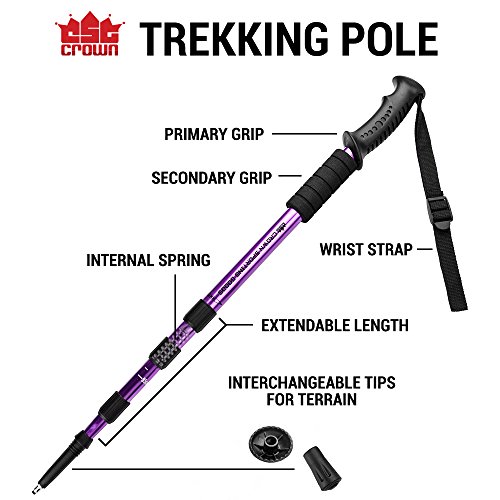 image for Crown Sporting Goods Shock-Resistant Adjustable Trekking Pole and Hiki