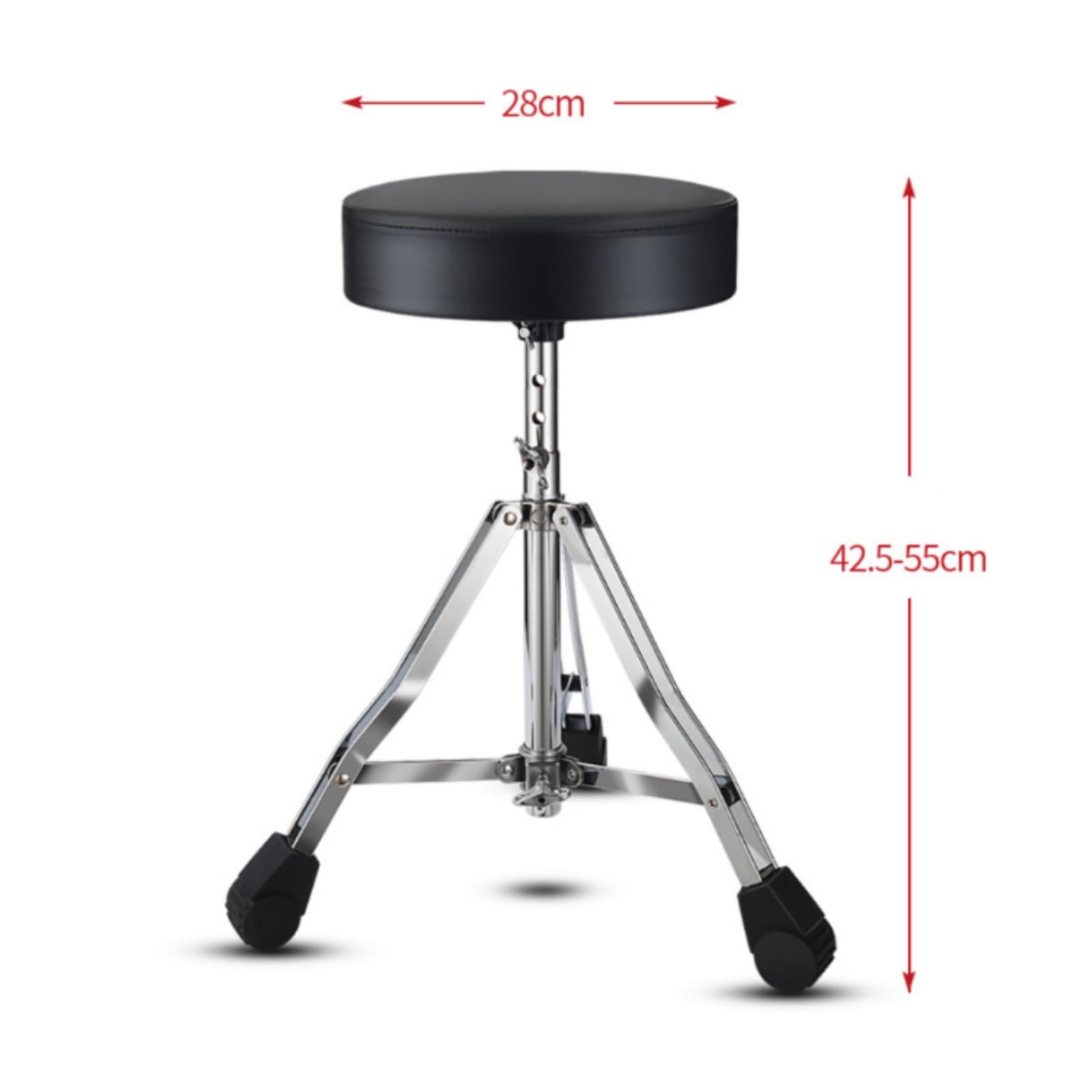 Sillín de Batería Ajustable Trono Taburete Banco Ajustable y Estructura en Acero Inoxidable Asiento Acolchado Soporte Doble Estable Adecuado para Práctica Grabación Directos