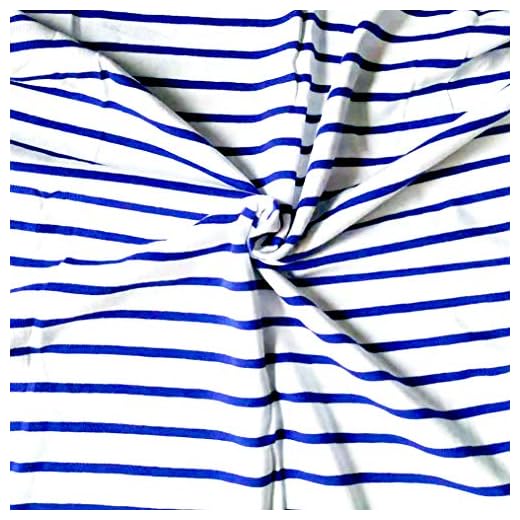 Fabric by The Yard Cotton Spandex Blue and White Stripes Single Jersey Knit Fabric Yarn Dyed 4 Ways Stretch for T Shirt Pajama Skirt Pet Dec.Table Cloth Dust Cover Pet Deca DIY (1 Y)