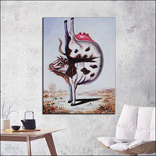 Pintura Al Óleo Pintada A Mano,Gracioso Baile Animales Obras De Arte Abstracto Pintura En Tela,Gran Tamaño Mural Moderna Pop Art Fotos Para El Hogar La Decoración Del Dormitorio,90X140Cm Sin Cerco