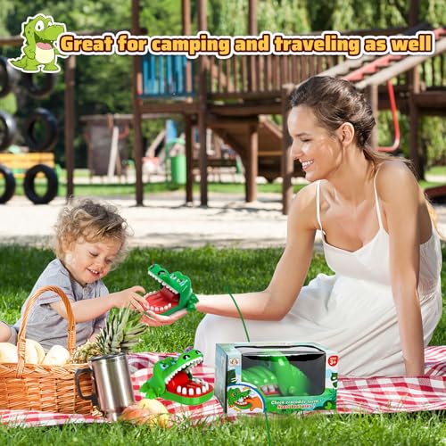 Camilife Krokodil Spiel Croco Doc Spiel Spielzeug Krokodil Zähne,Action Geschicklichkeit für Familienspiel, Teste Dein Glück, für Kinder, Familienspiel, Partyspiel (Grün-S)