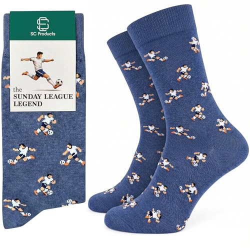 Image of SC Products Footballer Mens Novelty Socks Funny Football Gifts for Men & Teenage Boys | Size 6-12 Cotton Rich Mens Funny Socks Football Gift for Man | Christmas Soccer Stocking Fillers for Players