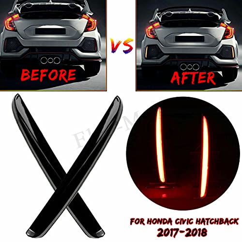 Gtinthebox Smoked Lens Led Bumper Reflector Lights Tail Brake Rear Fog Lamps For 2017-Up Honda Civic Hatchback, Type-R Or Si 4-Door Sedan #TOP5
