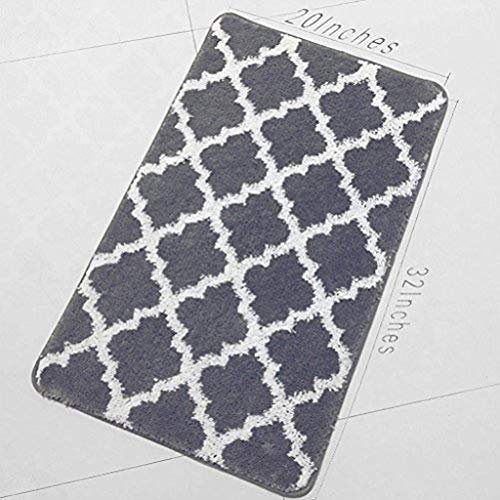 FeiliandaJJ 2PC Badematten Set,Badezimmer Matte Teppich+U-förmigen Contour Matte Weich rutschfest Waschbar Badgarnitur Bad Teppiche Set (Grau) – Bild 3