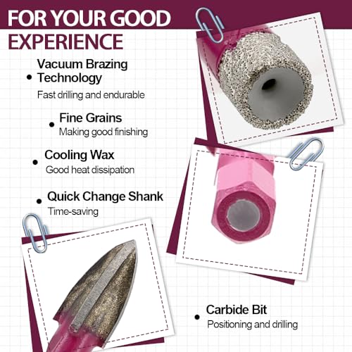 QUEFORET Diamond Drill Bits Set 5pcs - 4pcs 8mm Dry Hole Saw, 1pc 8mm Carbide Bit for Ceramic Porcelain Tile Marble Granite, Quick Change Hex Shank 4 QUEFORET Diamond Drill Bits Set 5pcs - 4pcs 8mm Dry Hole Saw, 1pc 8mm Carbide Bit for Ceramic Porcelain Tile Marble Granite, Quick Change Hex Shank - Image 4