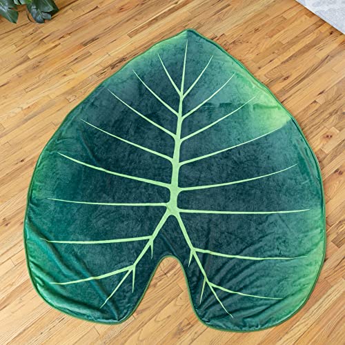 Green Philosophy Co. Regal Shield Alocasia Giant Leaf Shaped Blanket Monstera Flannel Throw Soft Cozy Breathable Lightweight And Decorative Leaves Design Gift For Plant Lovers Bed Sofa And Couch #TOP3