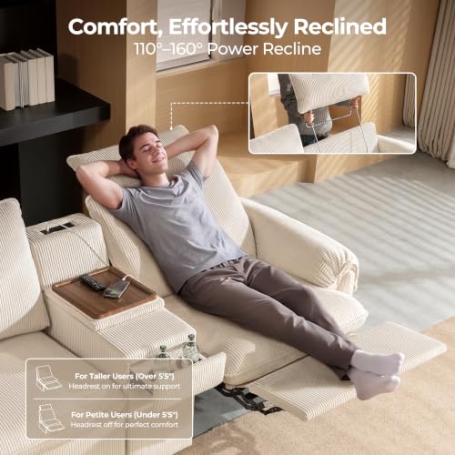 Image of CHIC HOUSE 117 inch 6-Seat Modular Power Reclining Sectional Couch, Beige