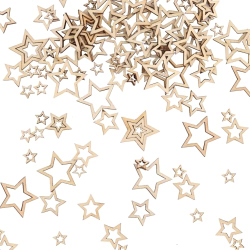 ALEGRE Holzsterne Streudeko,100 Stück Stern Konfetti aus...