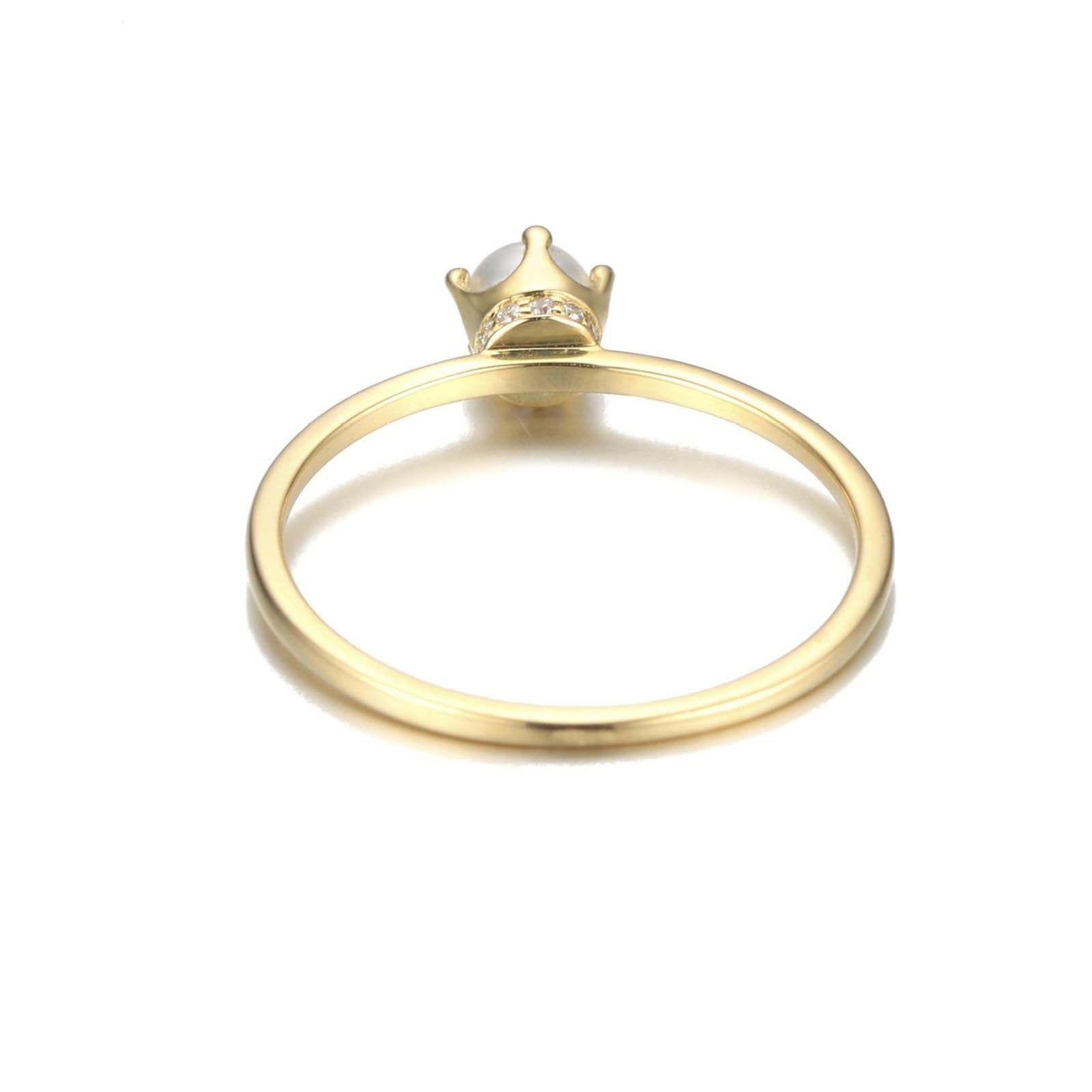 Bague éternité en or blanc 9 carats avec perle blanche ronde pour femme avec couronne de perles moissanite