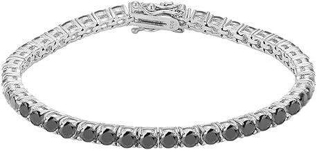 Gold Gala Bracciale Tennis in Argento 925 Rodiato con Zirconi Neri