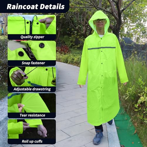 Chubasquero impermeable reutilizable largo con tiras reflectantes 2
