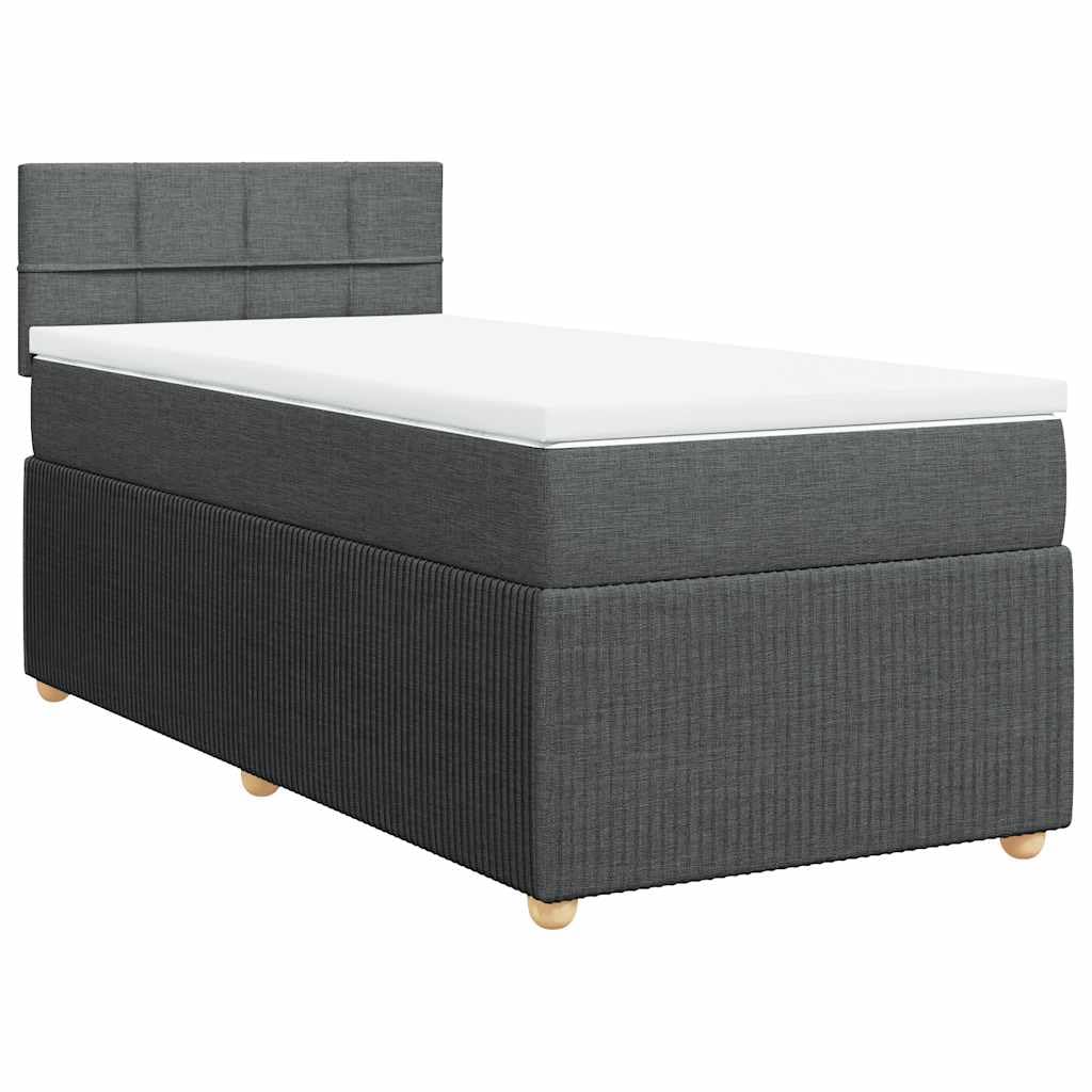 Cama con somier LED, 80 x 200 cm, color gris oscuro, núcleo de muelles ensacados, estructura de madera, 100 cm de altura, para jóvenes y habitaciones de invitados