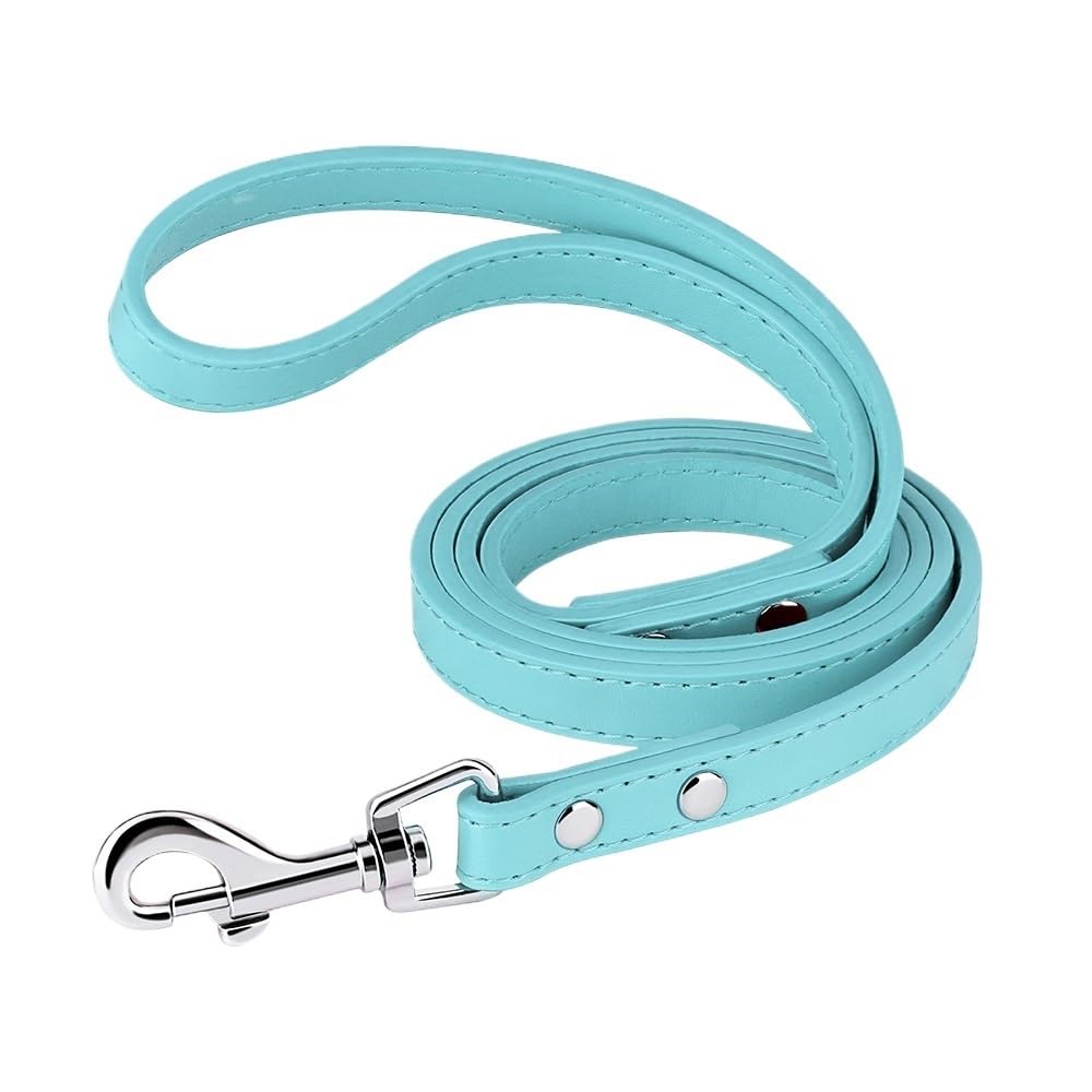Leather Dog Leash Soft S M Leather Dog Leash Pet Walking Training Leads Durable for Small Medium Dogs(Blue,M)