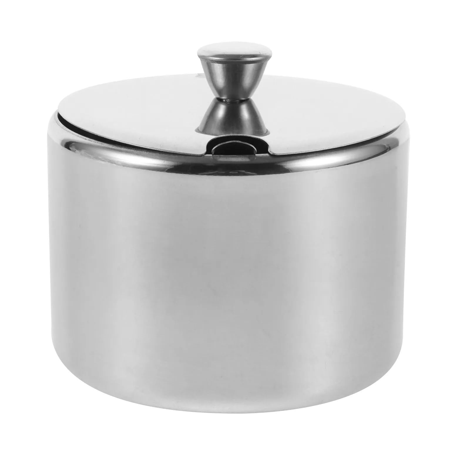 WSQHAO 3Pcs Stainless Steel Sugar Holder With Lid And Spoon for Condiment