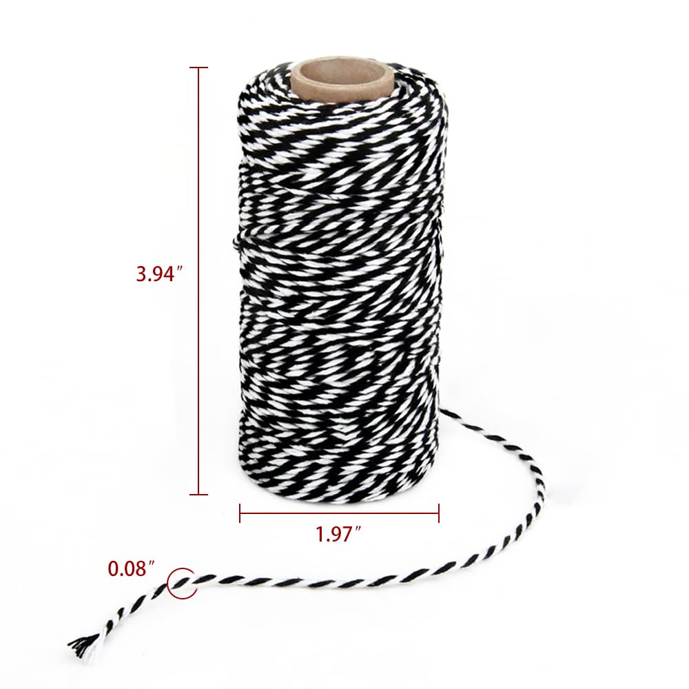 LannuMet 2MM Thick White&Red Twine Wrapping String for Christmas Decoration,Gift Packaging,Baking,Handicrafts,2 Rolls,Total 656 feet