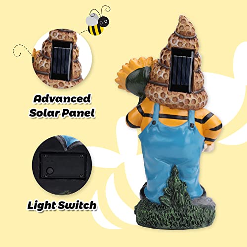 Ovewios Garden Statues Gnome Decor, Garden Gnomes Outdoor Funny Hold Sunflower With Solar Light Lawn Ornaments Decor For Outside Patio Yard Porch Decoration Gifts #TOP3