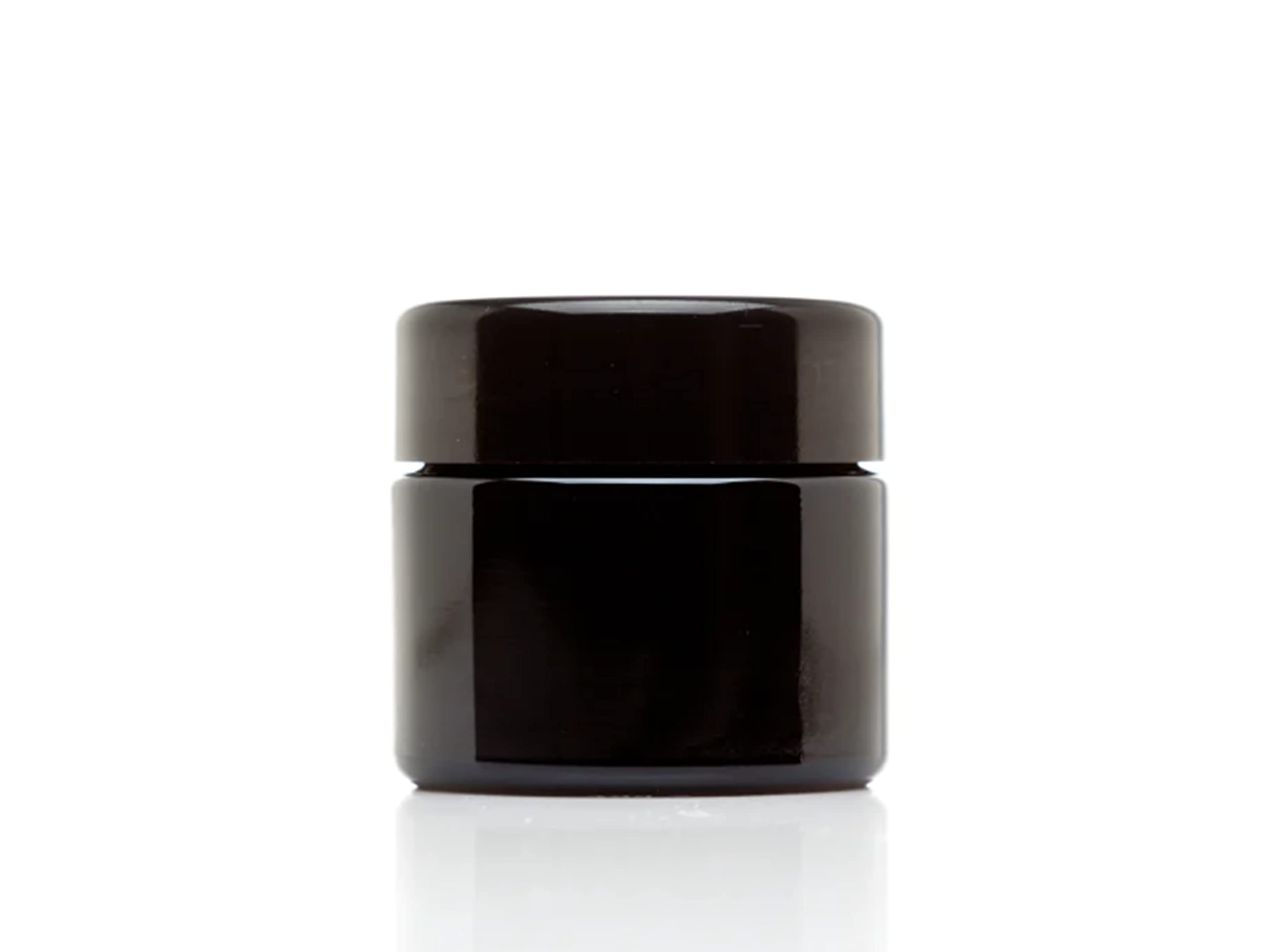 30ml Ultraviolet Glass Cosmetic Jar with Black Screw Top Lid - Airtight | Leak Proof | UV Storage Container | Refillable Pot with Lid