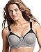 PLAYTEX Play Outgoer Wirefree Full Coverage Bra 4910, Soft Heather Grey/Black, Large