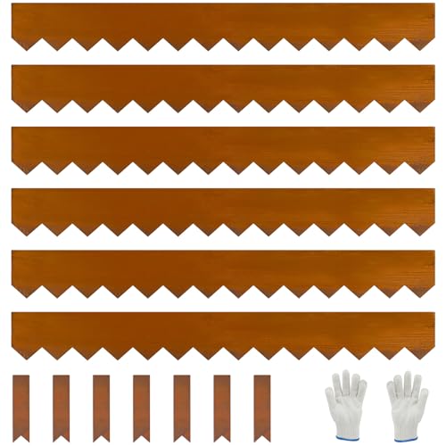 Corten Stahl Landschaft Edging mit Rust Patina Finish 100x15cm L x H 6pcs biegsame Metallstreifen - Hammer-in Rand Grenze mit 7 Clips für Rasen, Hof Weg Teiler (6m gesamt)#LYLB06RT-DE